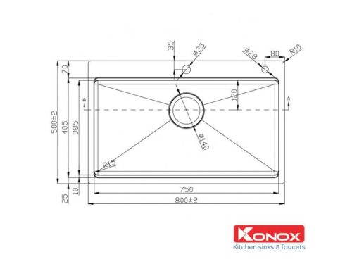 THiết kế của Chậu rửa bát Workstation - Topmount Sink KN8050TS