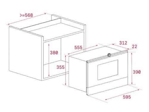 Kích thước của Lò vi sóng kết hợp nướng Teka ML 8220 BIS