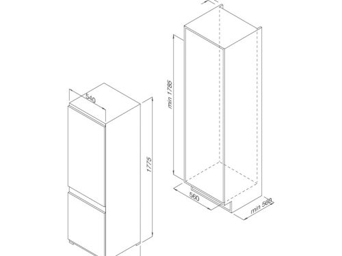 Kích thước tủ lạnh âm tủ Malloca MF-241BCD