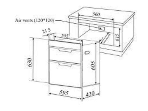 Kích thước của Máy sấy bát Malloca MDC-21C