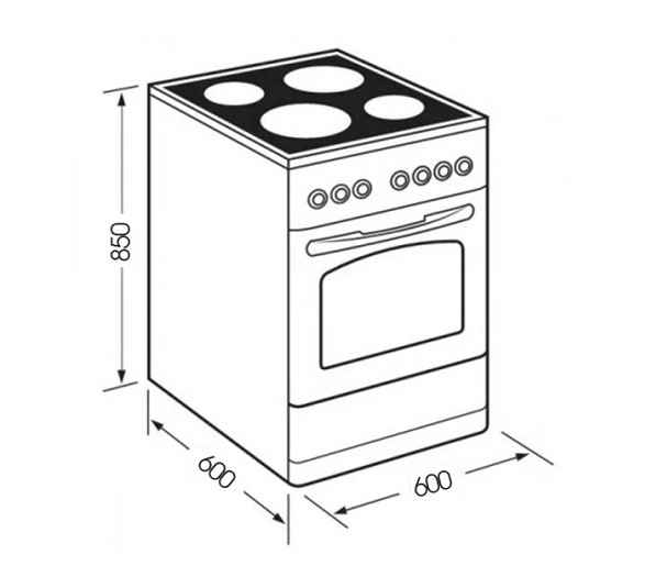 Bếp tủ liền lò Kaff KF-IK60850 9 Kích thước Bếp tủ liền lò Kaff KF-IK60850