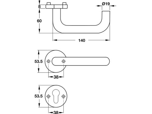 Tay nắm gạt Hafele 903.99.784