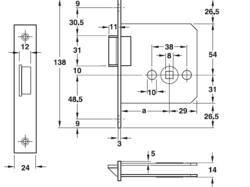 Thiết kế của Thân Khóa Lưỡi Gà Hafele 911.23.370