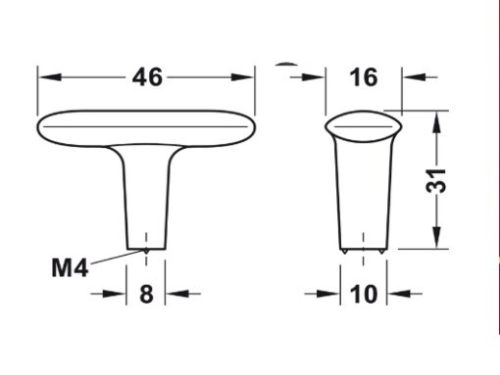 Tay nắm tủ Hafele màu đen mờ 46mm 106.70.120 3 Tay nắm tủ Hafele màu đen mờ 46mm 106.70.120