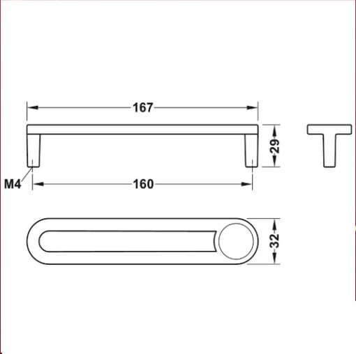 106.70.175_1 Tay Nắm Tủ 167mm H2170 Hafele 106.70.175