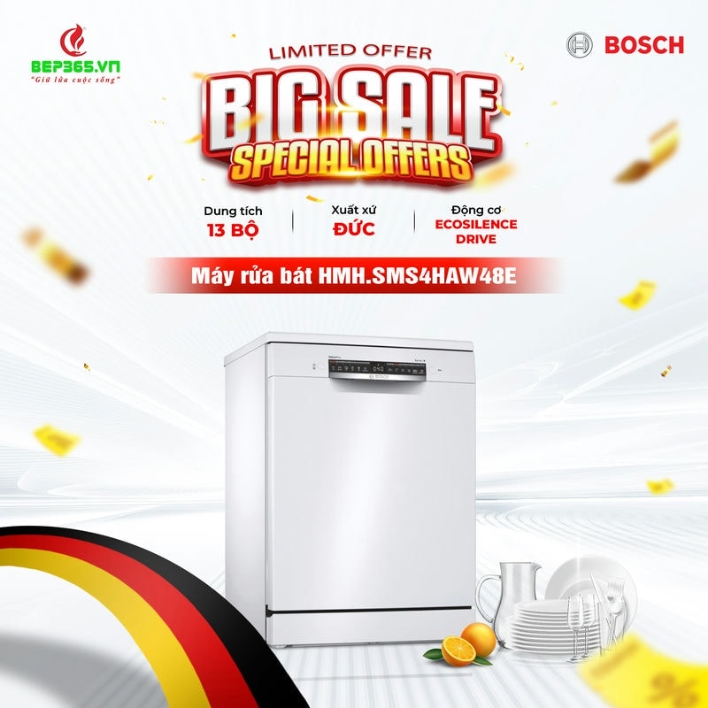 Máy rửa bát độc lập Bosch SMS4HAW48E Máy rửa bát độc lập Bosch SMS4HAW48E