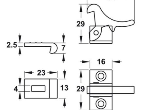 Khóa mỏ quạ cho cửa 2 cánh Hafele 245.74.010