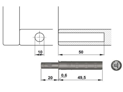 Nêm nhấn vừa đầu cao su Hafele 356.12.313