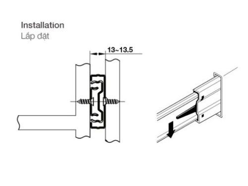 Ray bi không giảm chấn dài 300mm Hafele 494.02.451