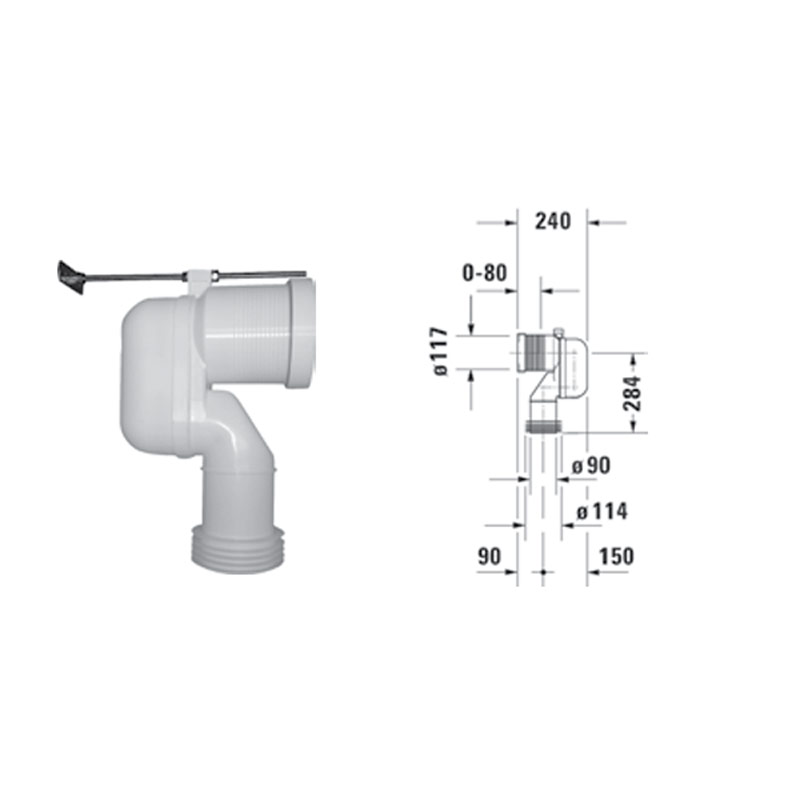 588.45.961 Bộ nối chuyển đổi đường xả dọc Duravit 588.45.961