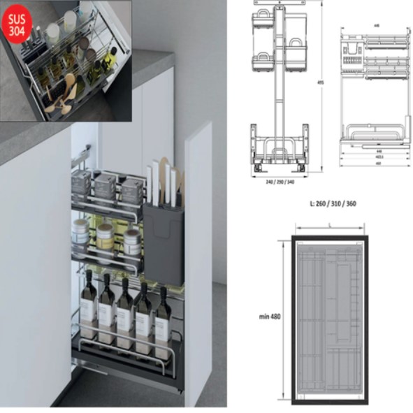 Giá để dao thớt đa năng nan oval (Quả Trám) Inoxen EV5030 Giá để dao thớt đa năng nan oval (Quả Trám) Inoxen EV5030