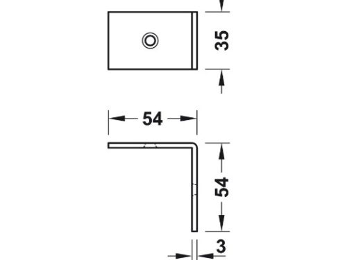 Kích thước của Bas gắn tường 90° Hafele 988.98.020