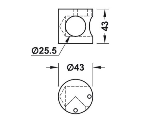 Kích thước của Bas nối Hafele góc 90 Hafele 988.98.060