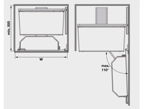 Kích thước của Bộ kệ đựng thực phẩm 6 tầng 600/1700mm TANDEM ARE Hafele 545.93.435