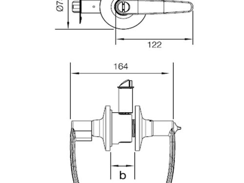 Kích thước của Bộ khóa tay nắm cửa đi Hafele 489.10.186