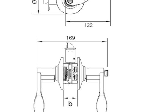 Kích thước của Bộ khóa tay nắm gạt cửa Toilet Hafele 489.10.198