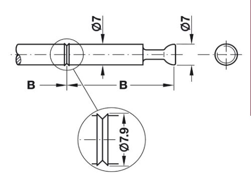 Kích thước của Chốt đôi khoảng cách B34mm Hafele 262.28.786
