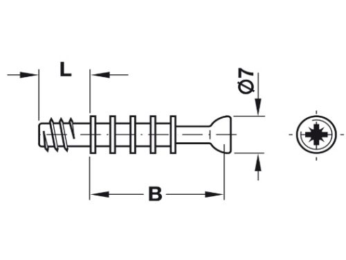 Kích thước của Chốt nối nhỏ ren M6 Hafele 262.28.642