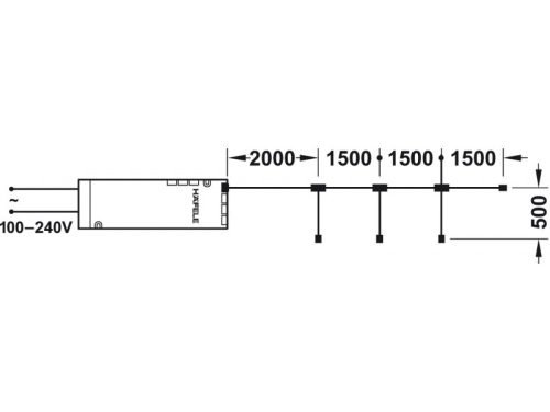 Kích thước của Dây nối chia 4 ngõ 24V Hafele 833.77.813