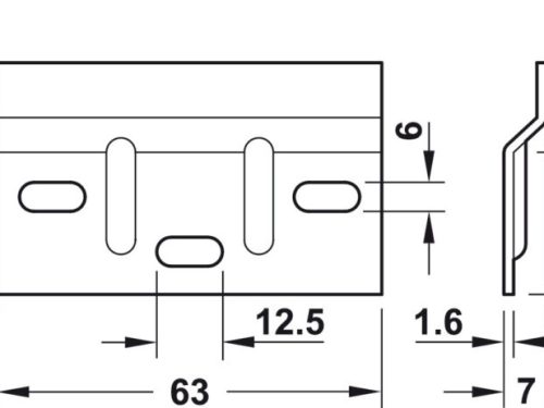 Kích thước của Đế gắn tường cho bas treo tủ Hafele 290.08.920