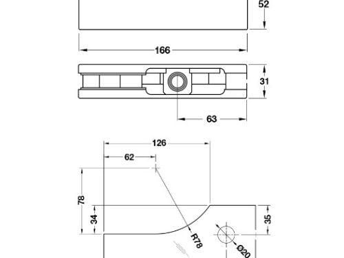 Kích thước của Kẹp kính trên Hafele 981.00.658