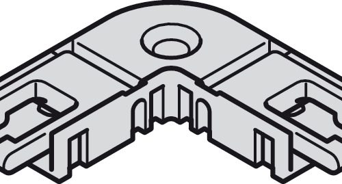 Kích thước của Kẹp nối góc 90º cho đèn Led dây 8mm Hafele 833.89.187