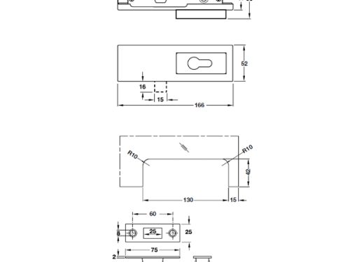 Kích thước của Khóa kẹp chân kính Inox bóng Hafele 981.00.66