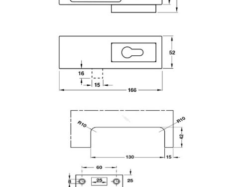 Kích thước của Khóa kẹp chân kính màu đen Hafele 981.00.661