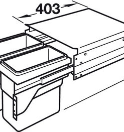 Thùng rác gắn cánh Hafele 502.73.901 2x30L cho tủ 450mm