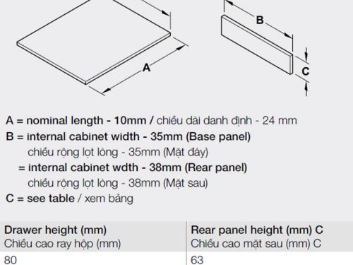 Ray hộp Hafele 552.35.355 Alto S PTO xám đậm H170/500mm