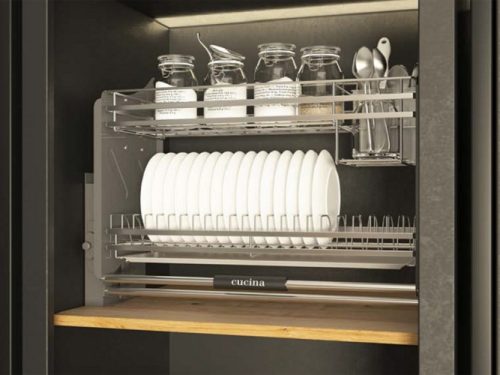 Rổ bát đĩa di động Cucina Lento 504.76.134 600mm Inox 304/ Xám