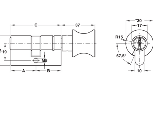 Ruột khóa 1 đầu chìa, 1 đầu vặn Hafele 916.08.505, 91mm Đồng thau