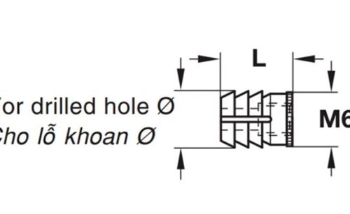 Kích thước của Tắc kê thân ốc liên kết Hafele 039.33.266
