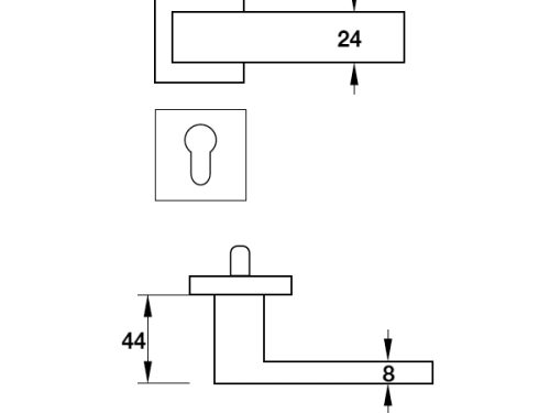Kích thước của Tay nắm gạt có nắp che cửa phòng Hafele 903.99.427