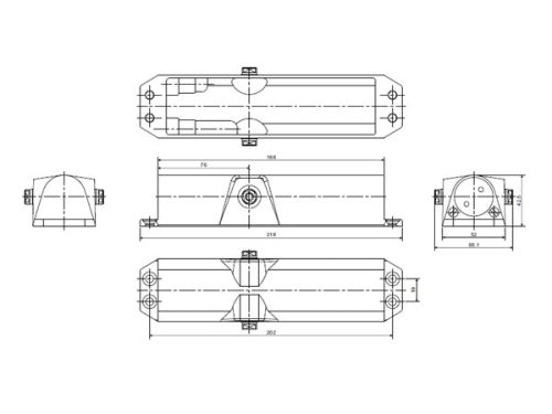 Kích thước của Thiết bị đóng cửa tự động 80Kg EN2-4 Hafele 931.77.119