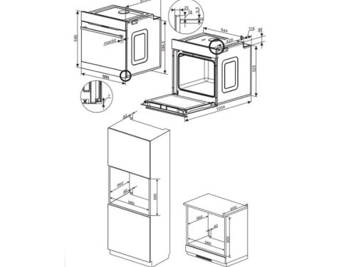 Thiết kế lắp đặt của lò nướng âm tủ 77L Fagor 8H-185TFTN A
