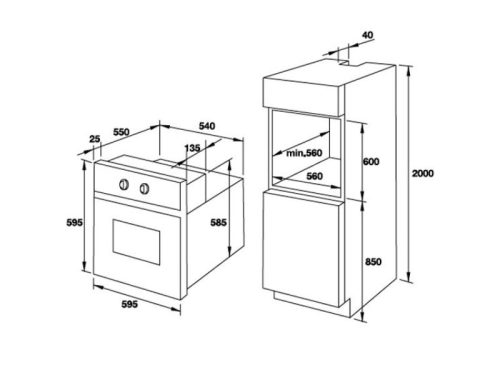 Thiết kế lắp đặt của lò nướng âm tủ Fagor Q-Class 8H-185TCNA