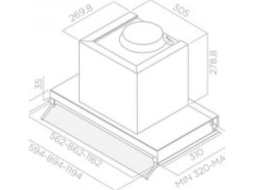 Kích thước máy hút mùi âm tủ Elica PRF0114761