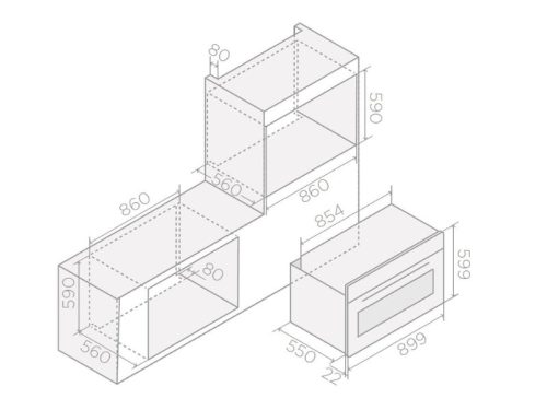 Kích thước lò nướng âm tủ 115L Elica VIRTUS MULTI 90 TFT – PRF0191768