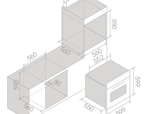 Kích thước lò nướng âm tủ 65L ELICA VIRTUS MULTI 60 DD PRF0191771