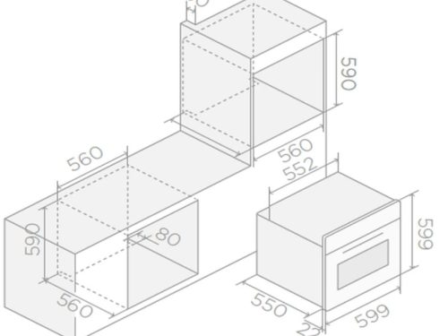 Kích thước lò nướng âm tủ 65L Elica VIRTUS MULTI 60 TFT – PRF0191770