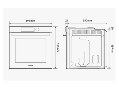 Kích thước lò nướng âm tủ 76 lít Samsung Bespoke NV7B6675CAA/SV