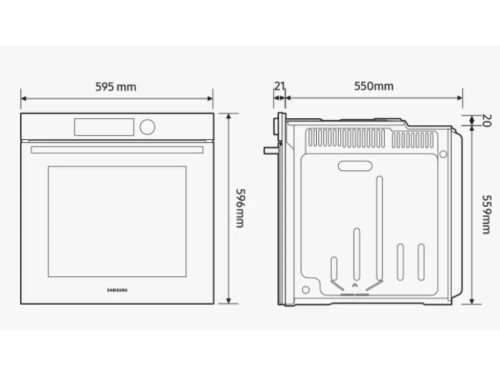 Kích thước lò nướng âm tủ 76 lít Samsung NV7B41201AS/SV
