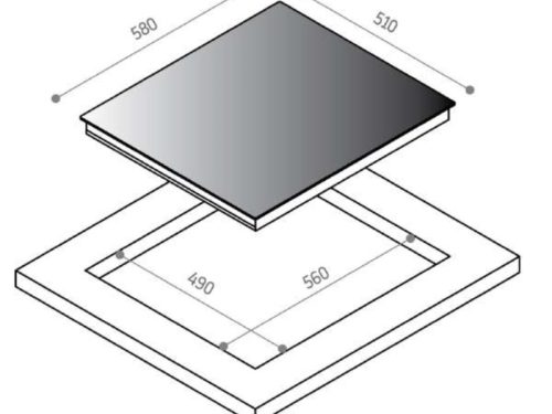 Kích thước bếp từ Upscale 3 vùng nấu FI63TB lắp âm