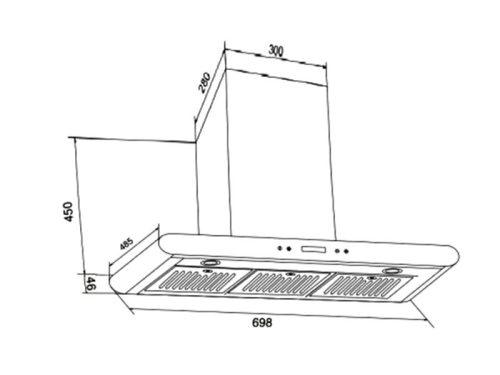 Kích thước máy hút mùi áp tường Binova BI-32-GT-07