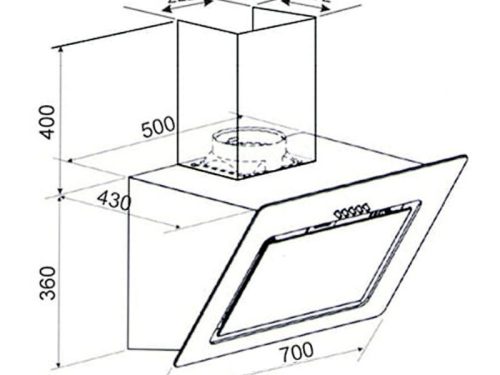 Kích thước máy hút mùi áp tường Binova BI-65-IG-07