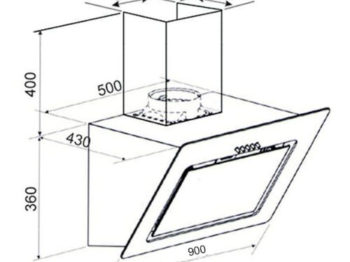 Kích thước máy hút mùi áp tường Binova BI-65-IG-09