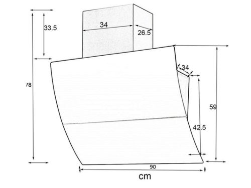 Máy hút mùi áp tường Binova BI-66Luxury-90 3 Kích thước máy hút mùi áp tường Binova BI-66Luxury-90