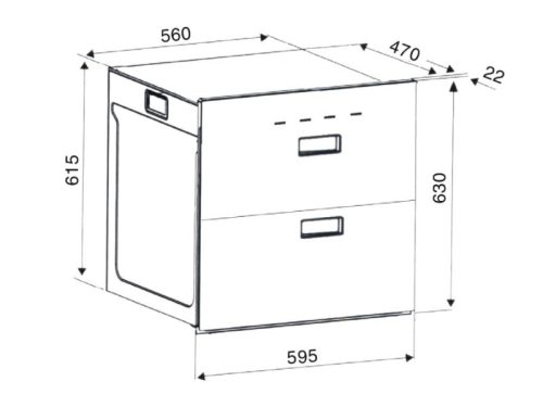 Kích thước máy sấy bát âm tủ Binova BI-999-MBK
