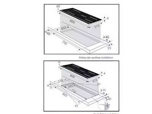Kích thước bếp từ Brandt 4 vùng nấu BPI384BH lắp âm